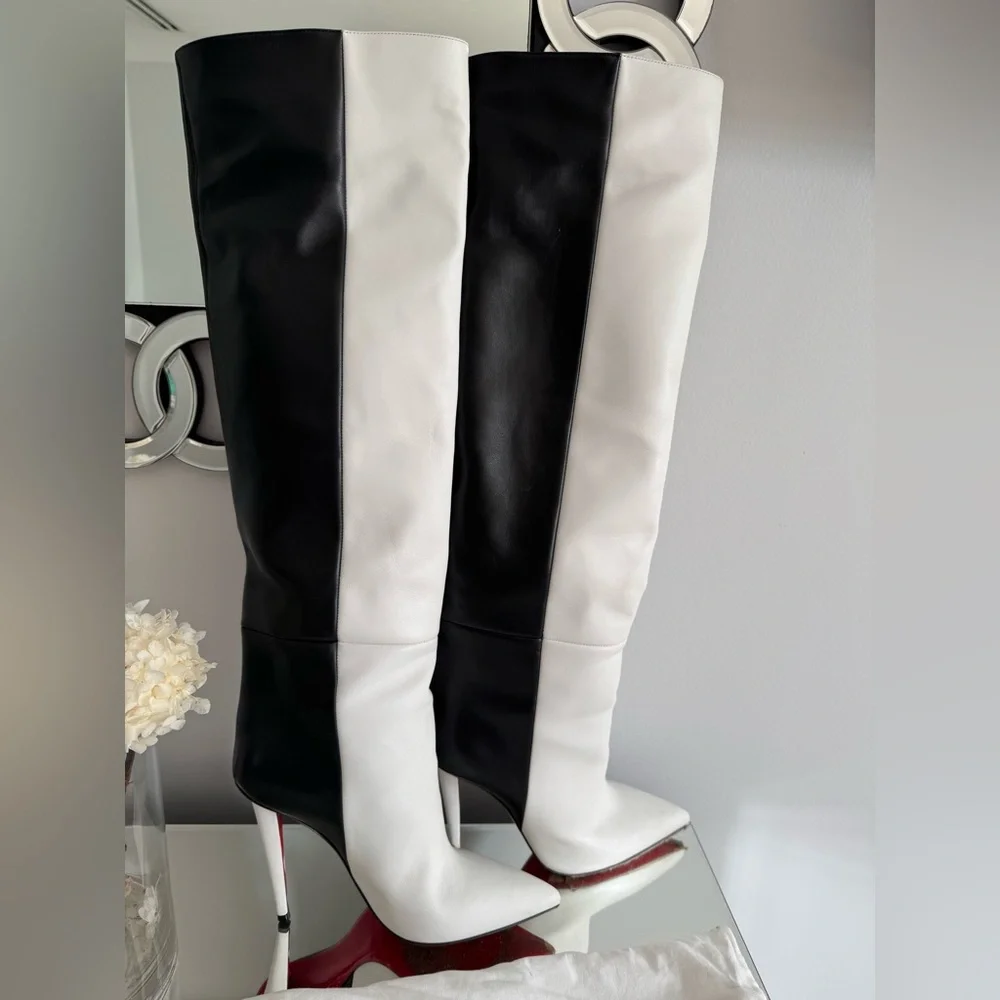 Christian Louboutin Monochrome Over the Knee Boots - Picture 1 of 5